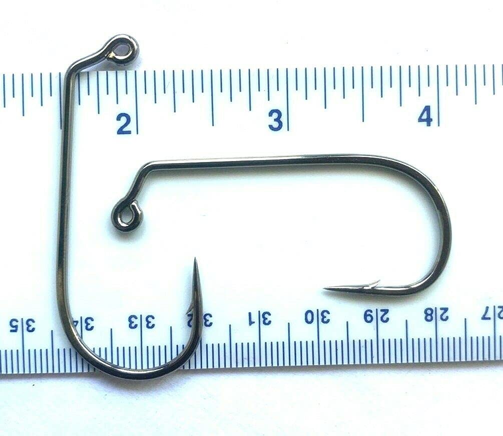 50 Gerry's Tackle 32824 2X Strength Black Nickel 60 Degree Round Bend Jig Hooks sz 5/0