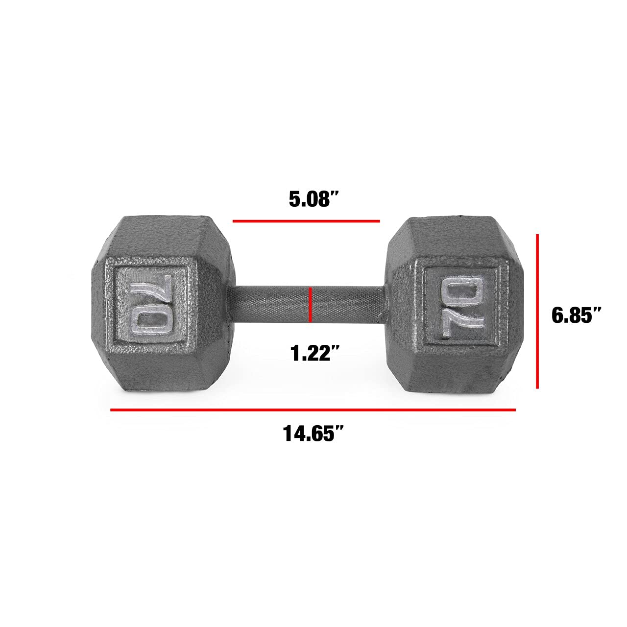 WF Athletic Supply Cast Iron Solid Hexagon Gray/Black Dumbbells, Strength Training Free Weights Set of 2 for Women and Men, Hand Weights Sold by Pairs, Multi-Select Size Options Available