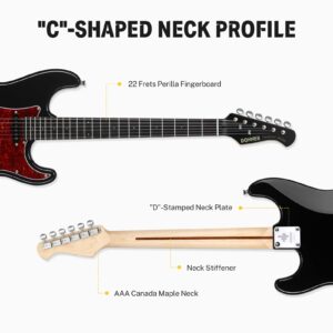 Donner 39 Inch Electric Guitar, Designer Series DST-200 Stylish Solid Body Electric Guitar for Beginner Intermediate & Pro Players, Single Coil Split System, Bonus Bag, Cable, Strap