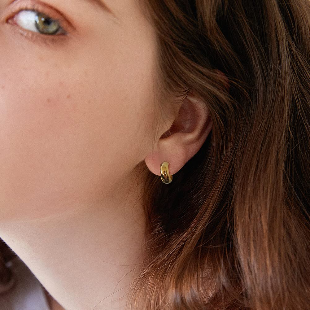 Small Chunky Hoops Clip Earrings for Women, Gold Wide Hoops Clip On Earrings No Pierced Earrings