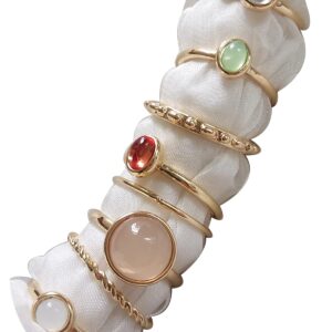 ZZ ZINFANDEL 8pcs Gold Gem Knuckle Ring Set for Women Vintage Stackable Finger Rings Set