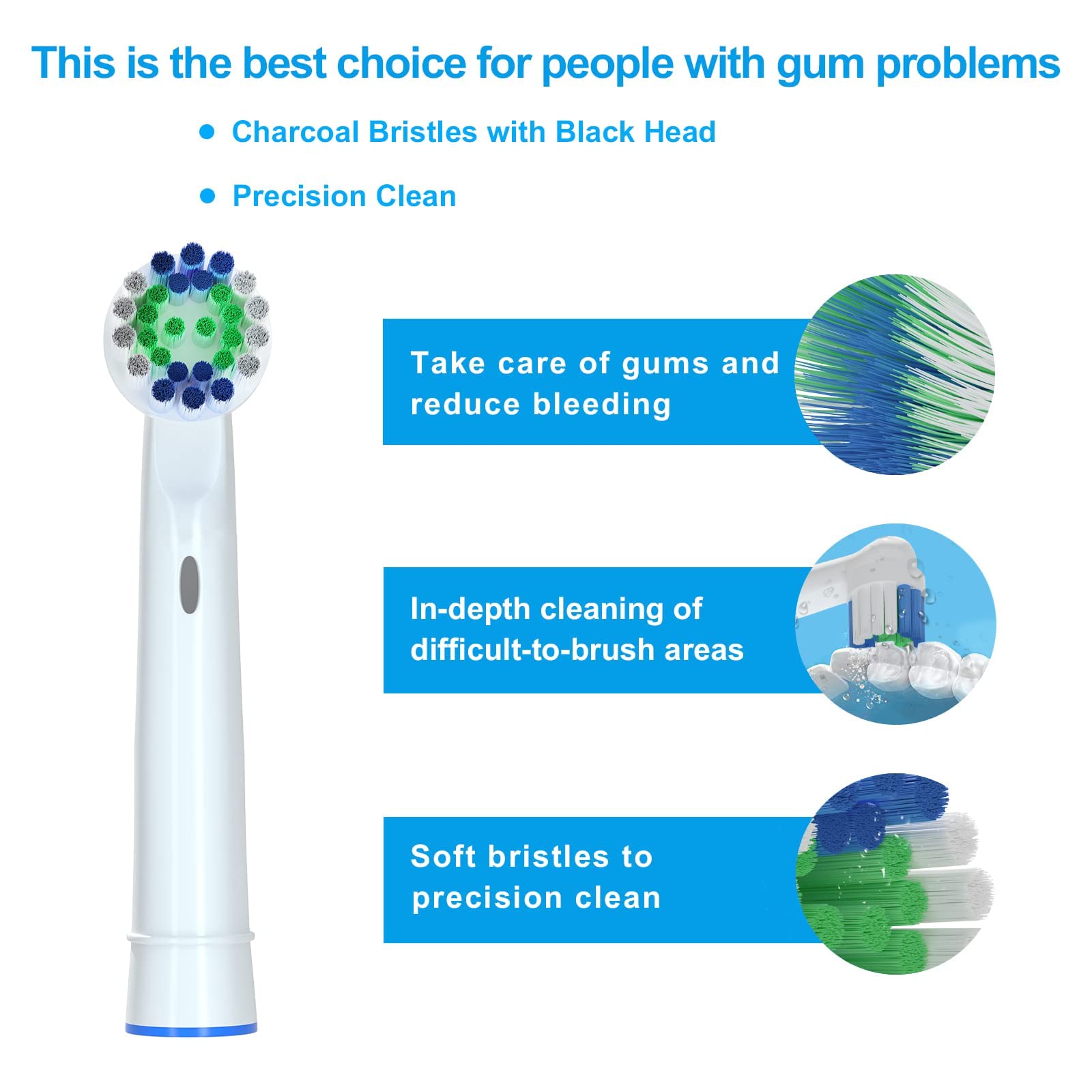 Electric Toothbrush Replacement Heads Compatible with Oral-B Soft Bristles Replacements Brush Heads 16 Pack