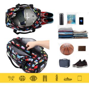 Kids Duffle Bag for Boys Girls Water Resistant Small Gym Bag Overnight Weekender Travel Tote with Shoe Compartment and Wet Pocket