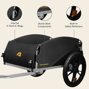 Retrospec Rover Hauler Cargo Bike Trailer | Folding Frame & Weather Resistant Fabric | Large Cargo Carrier | Fits 20” - 29” Bicycle Wheels | Sun