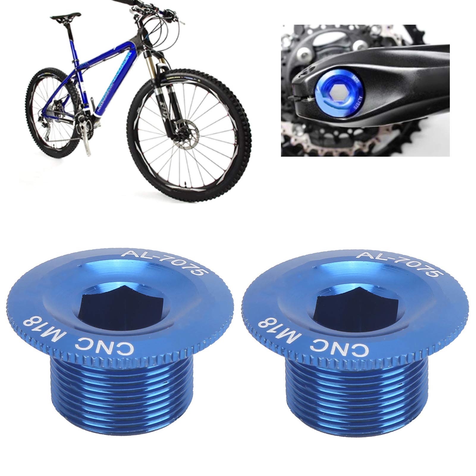 2Pcs Bicycle Crank Arm Bolts,18mm Aluminum Alloy Bicycle Cranket Crank Fixing Bolt Chainwheel Screws(M18 blue)