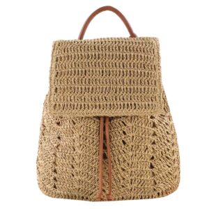 hyuyikuwol lightweight straw crochet backpack hollow out drawstring shoulders bag for women one size