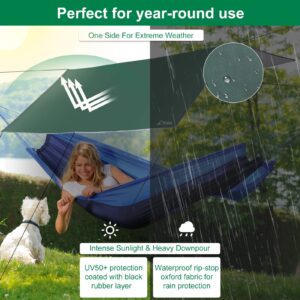 WADEO Camping Tarp with Poles, Waterproof and Lightweight Tent Hammock Tarp, 10X10FT Backpacking Rain Fly Survival Shelter for Camping, Hiking, Picnic and Outdoor Activities