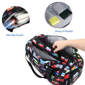 Kids Duffle Bag for Boys Girls Water Resistant Small Gym Bag Overnight Weekender Travel Tote with Shoe Compartment and Wet Pocket