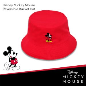 Disney Mickey Mouse Reversible Patterned Bucket Hat, Packable Travel Hat, Red, One Size