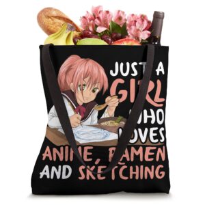 Just A Girl Who Loves Anime Ramen And Sketching Japan Anime Tote Bag