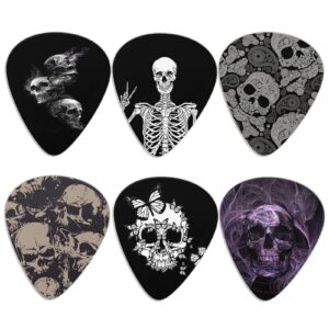 KEIAHUAN Guitar Plectrums Cool Skull Guitar Picks Classical Triangle for Bass, Acoustic & Electric Guitars Heavy Guitar Plectrums for Guitar Players 6 Piece