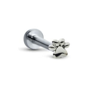 Titanium Labret Monroe Ear Cartilage Threadless Push Pin Nose Stud Paw 3/8" (10mm) Post 16G