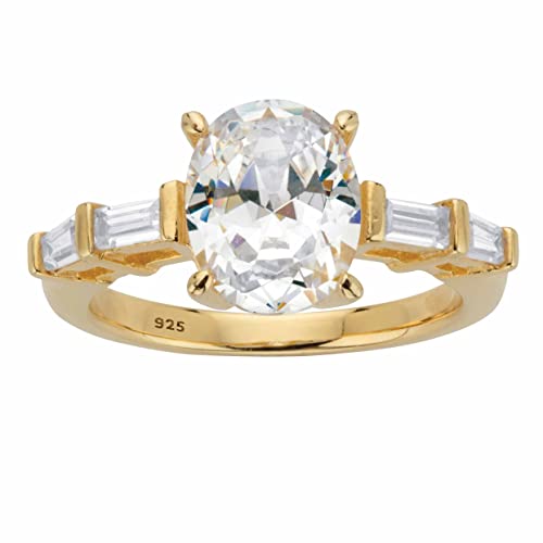 PalmBeach Jewelry Yellow Gold-plated Sterling Silver Oval Cut Cubic Zirconia Engagement Ring Sizes 6-10 Size 6