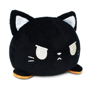 teeturtle - the original reversible cat plushie - black + pumpkin - cute sensory fidget stuffed animals that show your mood - perfect for halloween!