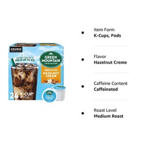 Bulk Coffee Green Mountain Coffee Roasters Brew Over Ice Hazelnut Cream Flavored Iced Coffee - Pack of 1 Box- 24 K Cups Total - For Use in Keurig Coffee Makers