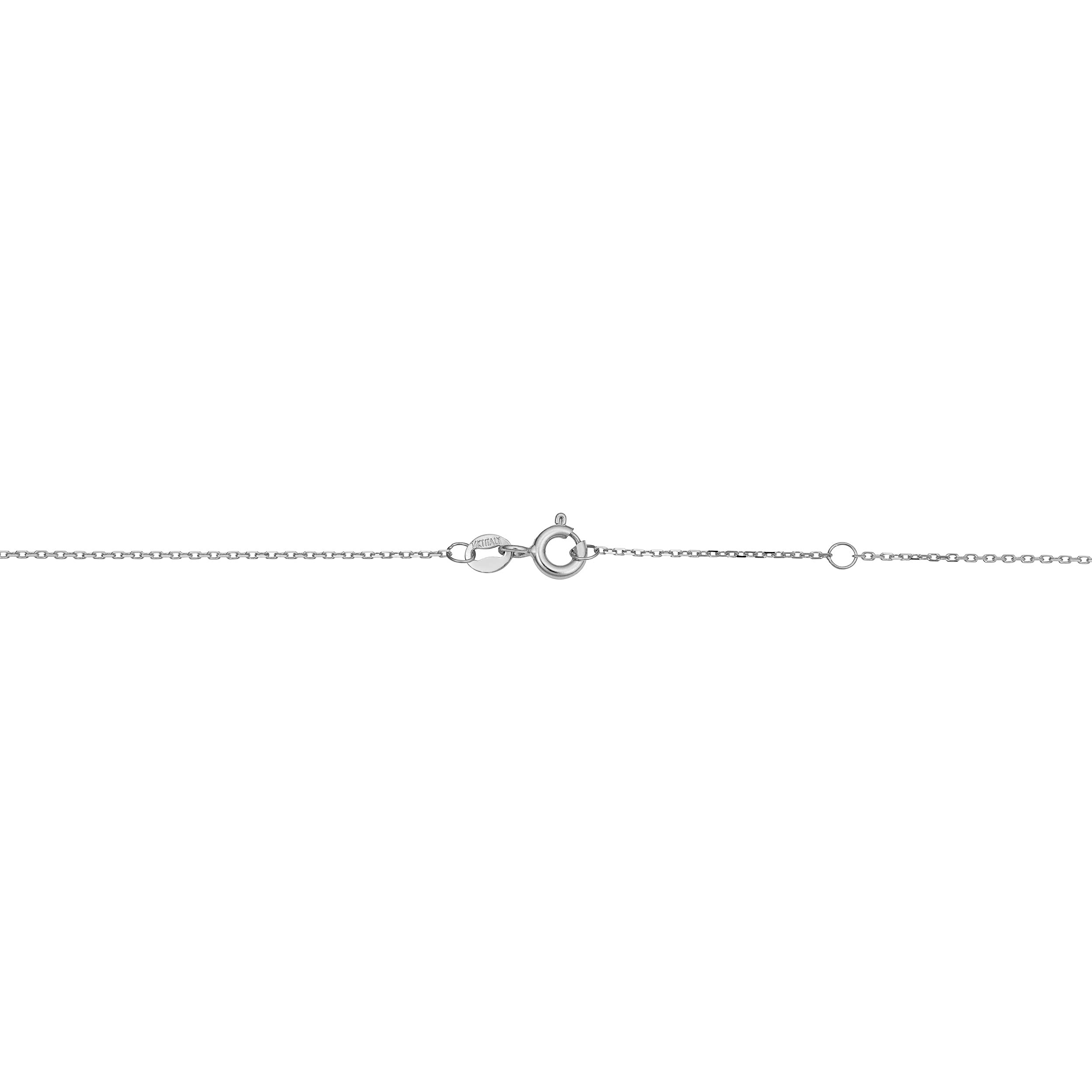 14k White Gold Plaque Engraveable Dog Tag Pendant Cable Chain Necklace (adjusts to 17 or 18 inch)