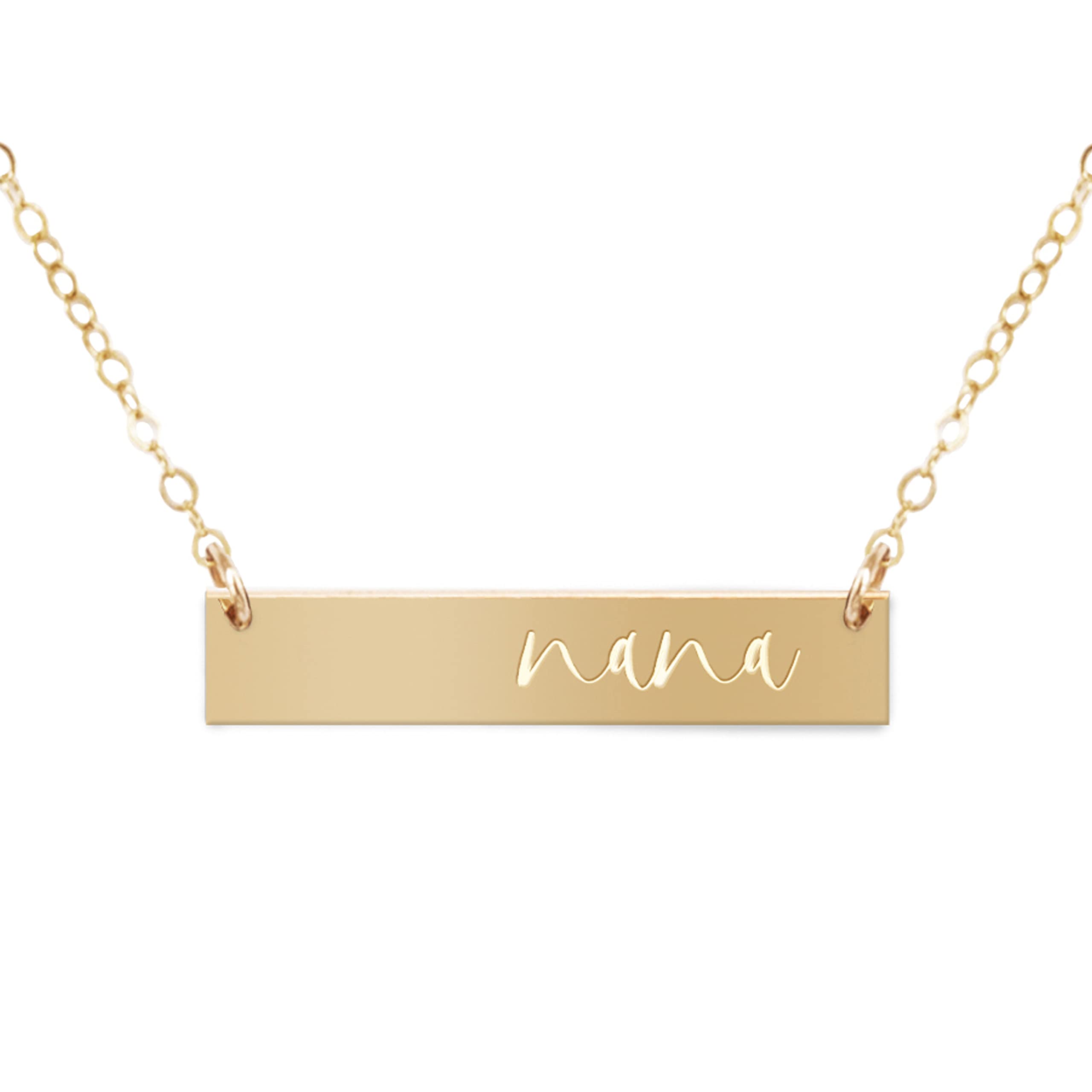 Zen & Zuri Nana Gold Filled Bar Necklace, Gift for Grandma, From your Grandson, Granddaughter, Mother's Day, Personalized