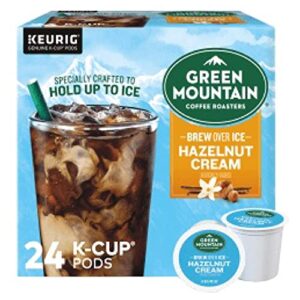 bulk coffee green mountain coffee roasters brew over ice hazelnut cream flavored iced coffee - pack of 1 box- 24 k cups total - for use in keurig coffee makers