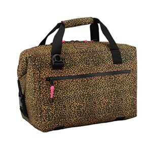 ao coolers leopard print cooler with pink trim, high-density insulation, 24-can, made in usa