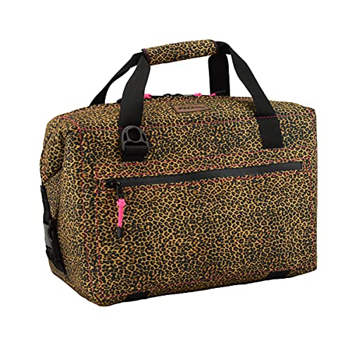 AO Coolers Leopard Print Cooler with Pink Trim, High-Density Insulation, 24-Can, Made in USA