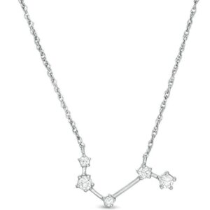 0.35 CT Round D/VVS1 Diamond Aries Constellation Necklace W/18" Chain 925 Sterling Silver