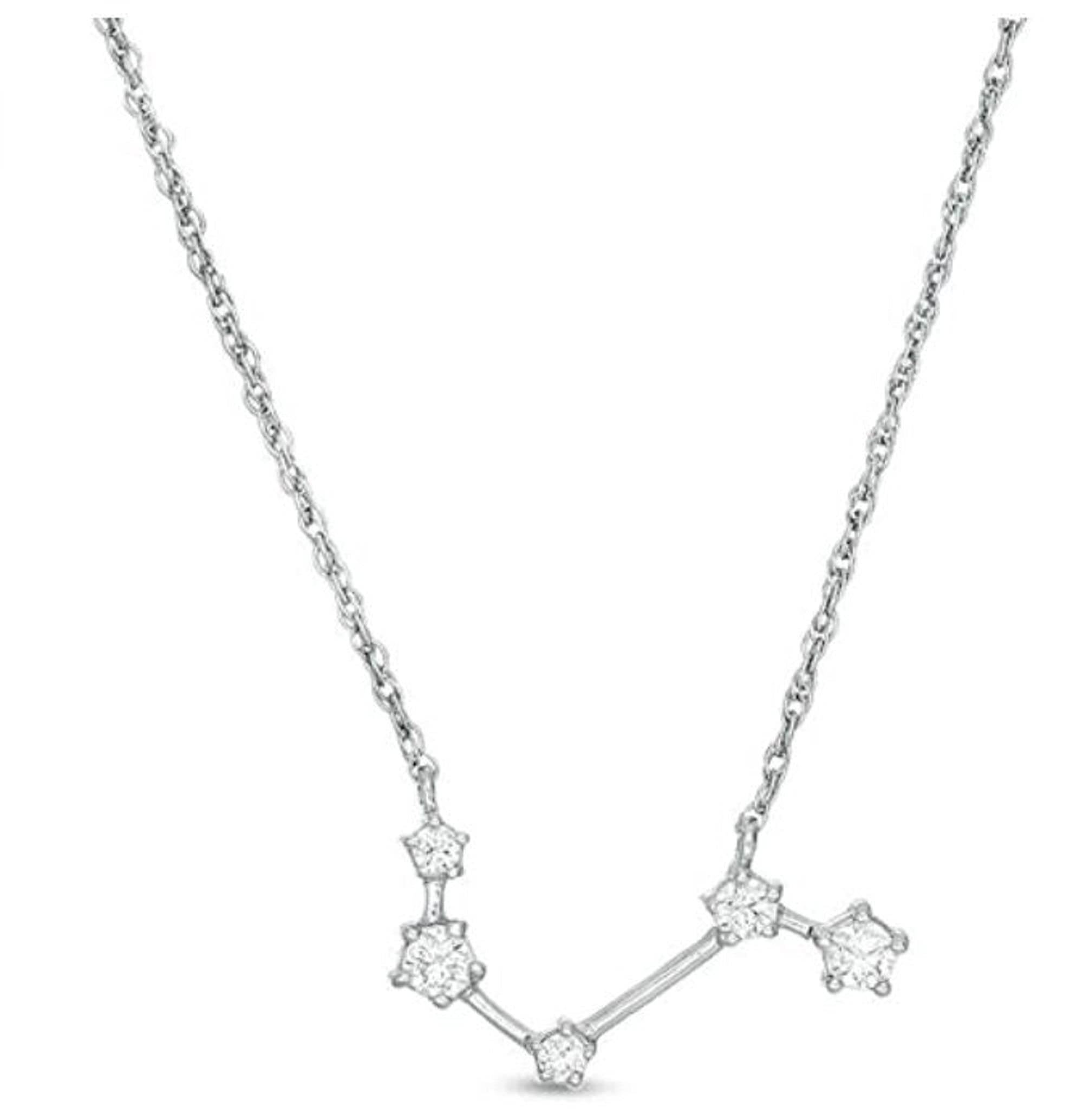 0.35 CT Round D/VVS1 Diamond Aries Constellation Necklace W/18" Chain 925 Sterling Silver