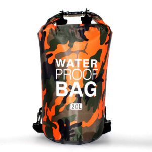 XJPB Waterproof Dry Bag,Roll Top Dry Compression Sack,Camo Outdoor Diving Foldable,for Kayaking, Beach, Rafting, Boating, Hiking, Camping and Fishing,20L