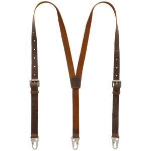 ringsun genuine [leather] [suspender]s for men, y design, adjustable, wedding & party essentials, dark brown