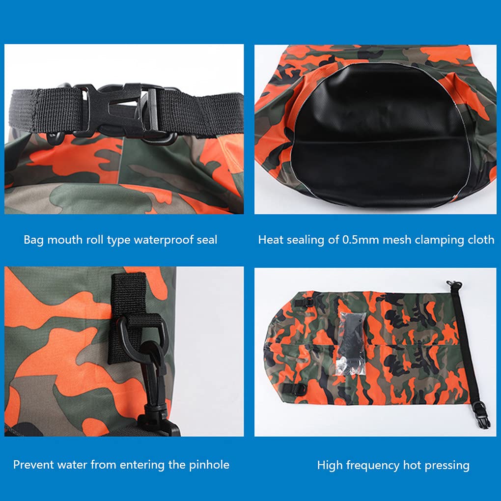 XJPB Waterproof Dry Bag,Roll Top Dry Compression Sack,Camo Outdoor Diving Foldable,for Kayaking, Beach, Rafting, Boating, Hiking, Camping and Fishing,20L