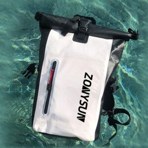 XJPB Waterproof Dry Bag Backpack,Waterproof Floating Dry Bag with Exterior Zippered Pocket,25L,for Kayaking,Beach,Rafting,Boating, Hiking,Camping and Fishing