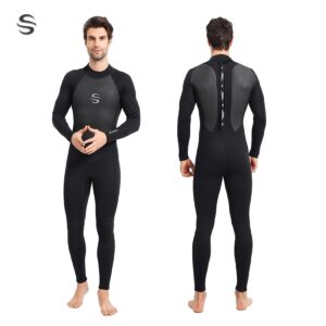 Dizokizo Wetsuit Men 3mm Neoprene Long Sleeves Full Wetsuit for Diving Surfing Kayaking Snorkeling