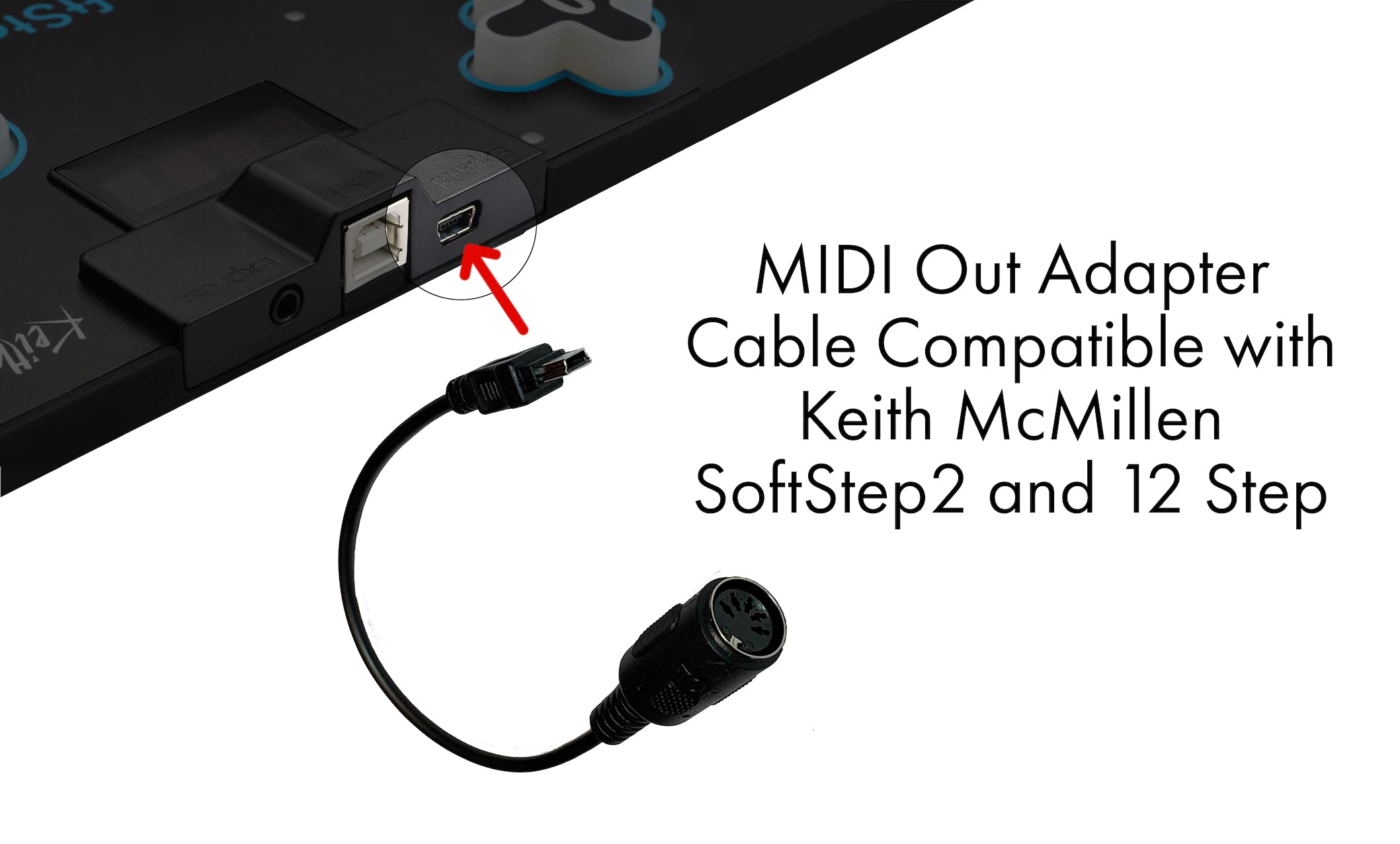 Keith McMillen Instruments USB Mini to 5-Pin DIN MIDI Out Adapter Cable | for KMI Products Only