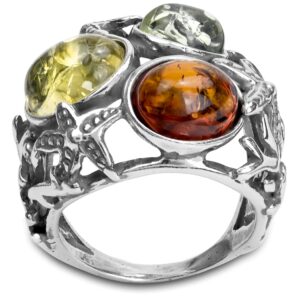 ian and valeri co. multicolor amber sterling silver designer sea ring