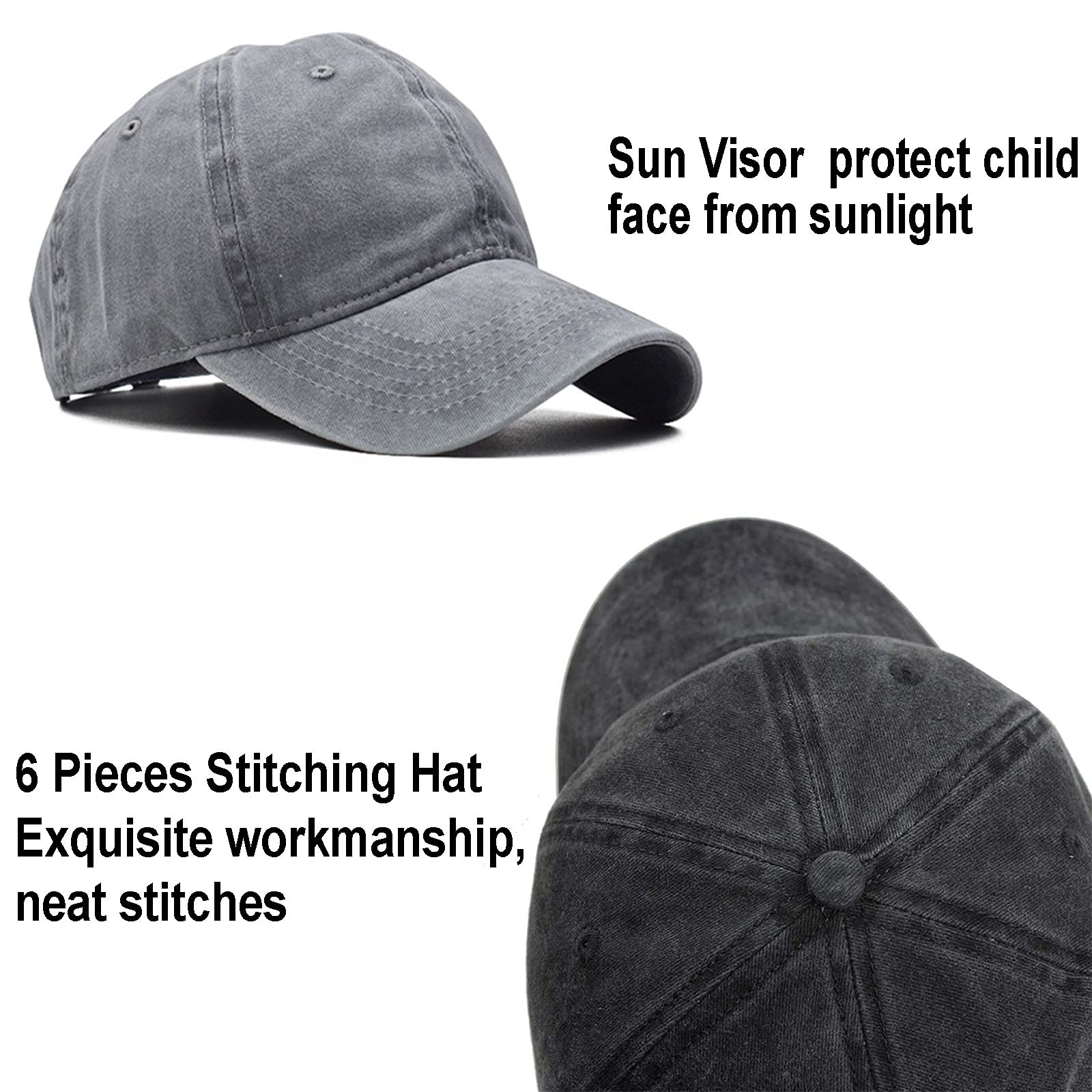 4 Pieces Baseball Hat, Washed Cotton Adjustable Caps for kid, Toddler, Boys, Girls (Color 1)