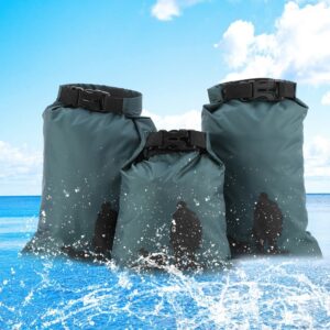 Camping Equipment Storage Dry Bags, Waterproof Bag Storage, 3pcs Foldable Green Dry Bag Storage for Sailing Hiking Rafting Kayaking