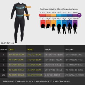 Dizokizo Wetsuit Men 3mm Neoprene Long Sleeves Full Wetsuit for Diving Surfing Kayaking Snorkeling