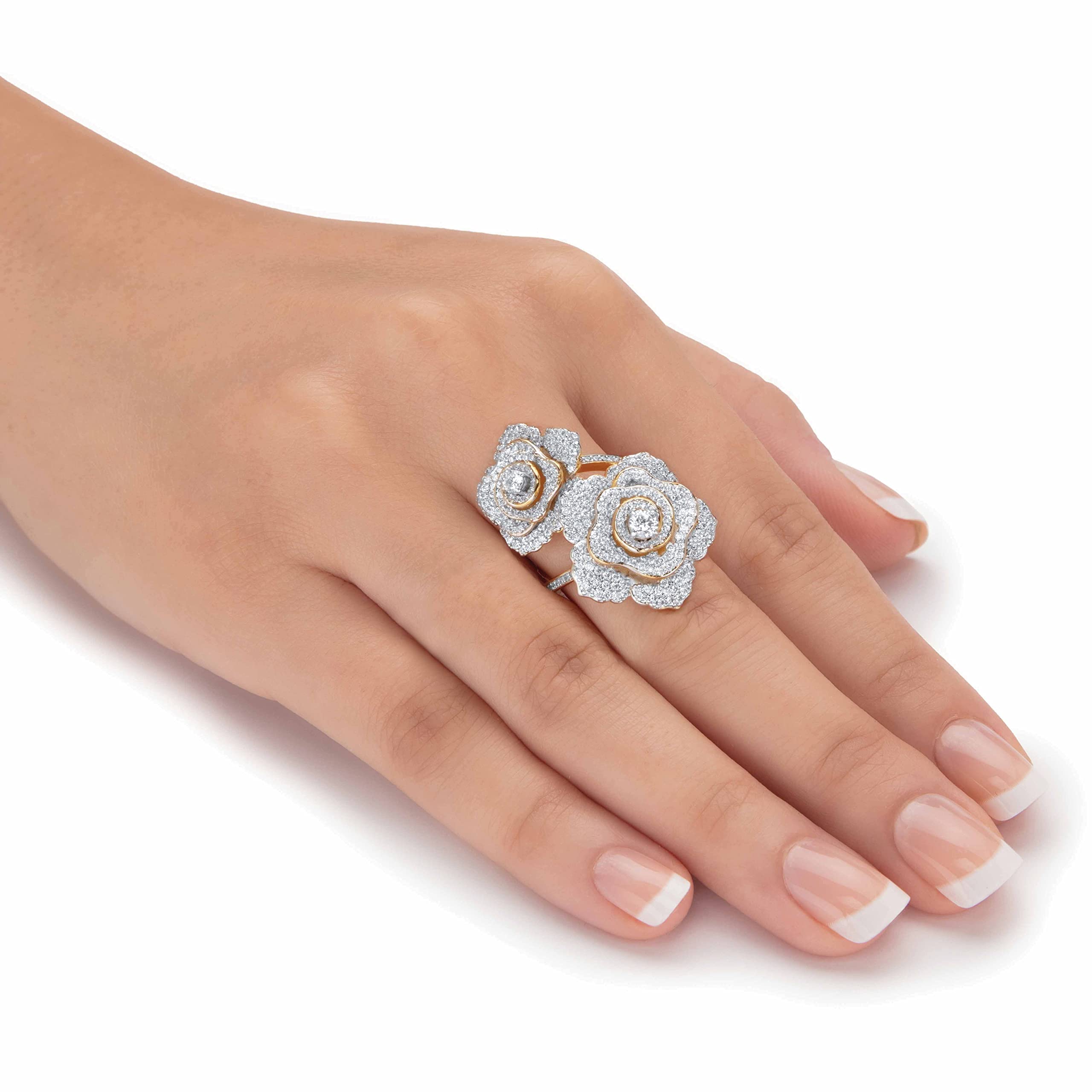 PalmBeach Yellow Gold-Plated Round Cubic Zirconia Rose Wrap Ring Sizes 6-10 Size 9