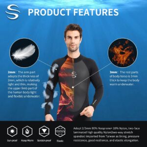 Dizokizo Wetsuit Men 3mm Neoprene Long Sleeves Full Wetsuit for Diving Surfing Kayaking Snorkeling