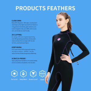 Dizokizo 3mm Women Wetsuit Neoprene Long Sleeve Full Wetsuit for Diving Surfing Kayaking Swimming