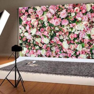 Art Studio 9x6FT Flower Photo Background Pink Rose Photography Backdrop for Pictures Newborn Bridal Shower Birthday Party Banner Decor Supplies Vinyl Photo Studio Props