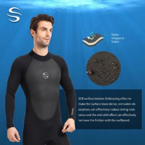 Dizokizo Wetsuit Men 3mm Neoprene Long Sleeves Full Wetsuit for Diving Surfing Kayaking Snorkeling