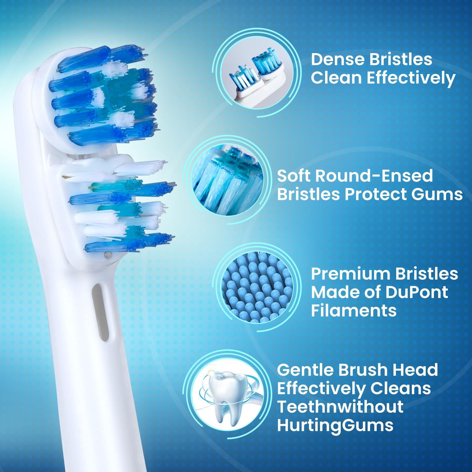 Replacement Brush Heads Compatible with Oral B- Double Clean Design, Double Clean Brush Heads, Compatible with Braun Oral-B Dual Clean Electric Toothbrush - Pack of 4