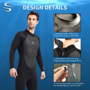 Dizokizo Wetsuit Men 3mm Neoprene Long Sleeves Full Wetsuit for Diving Surfing Kayaking Snorkeling