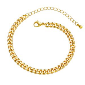 viromy dainty gold chain bracelets for women 18k gold filled simple cuban link chain curb link chain paper clip toggle bracelet for women jewelry gifts