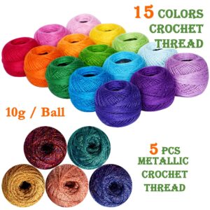 COLORED BIRD 20 Pack Crochet Thread Craft Yarn for Knitting and Crochet Perfect Beginner Kit