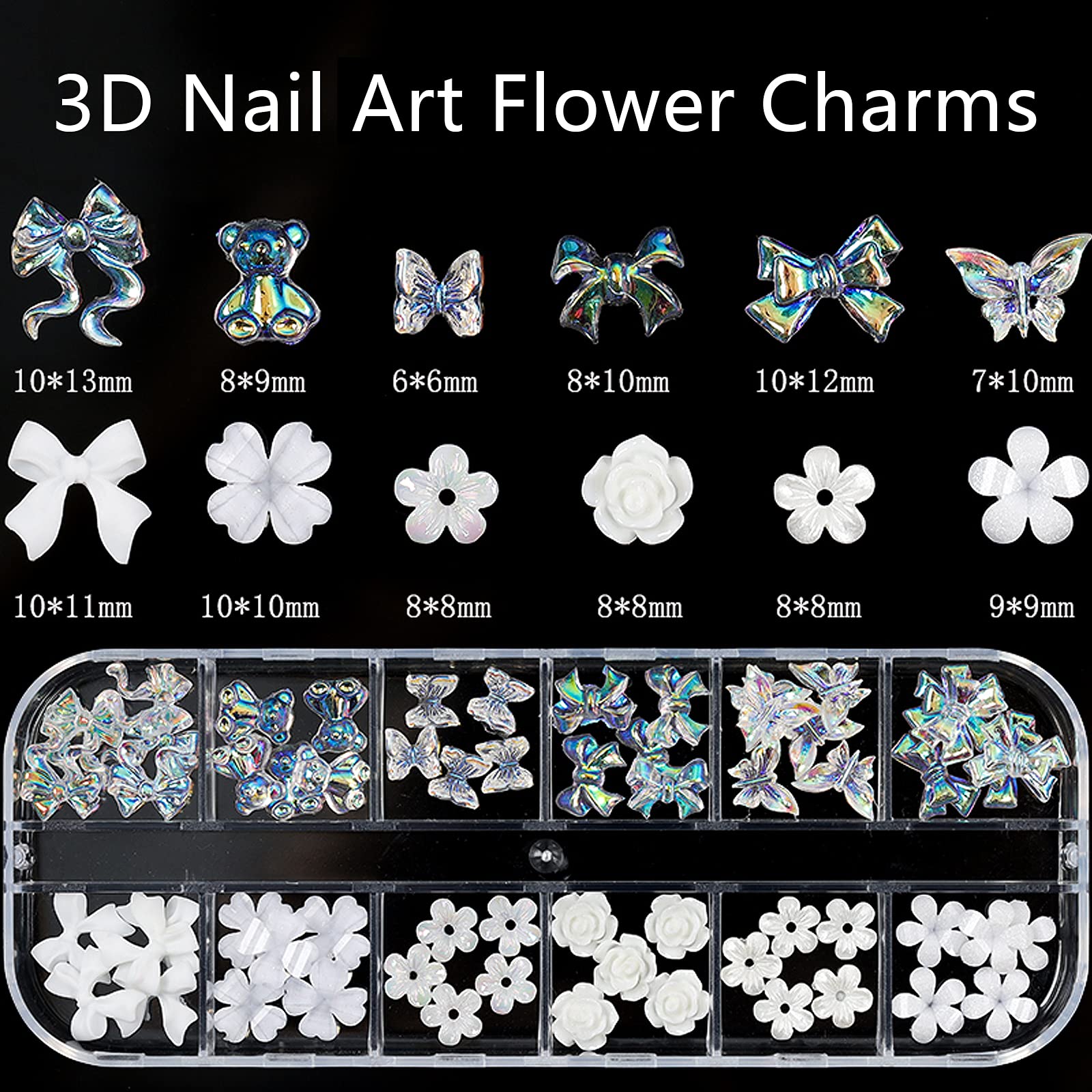 Acrylic Butterfly Flower Bear Nail Art Pendant Art, Multi-shape Pearl Rhinestone Golden Metal Applique Jewelry Accessories Production (S1-Bow Rhinestones)