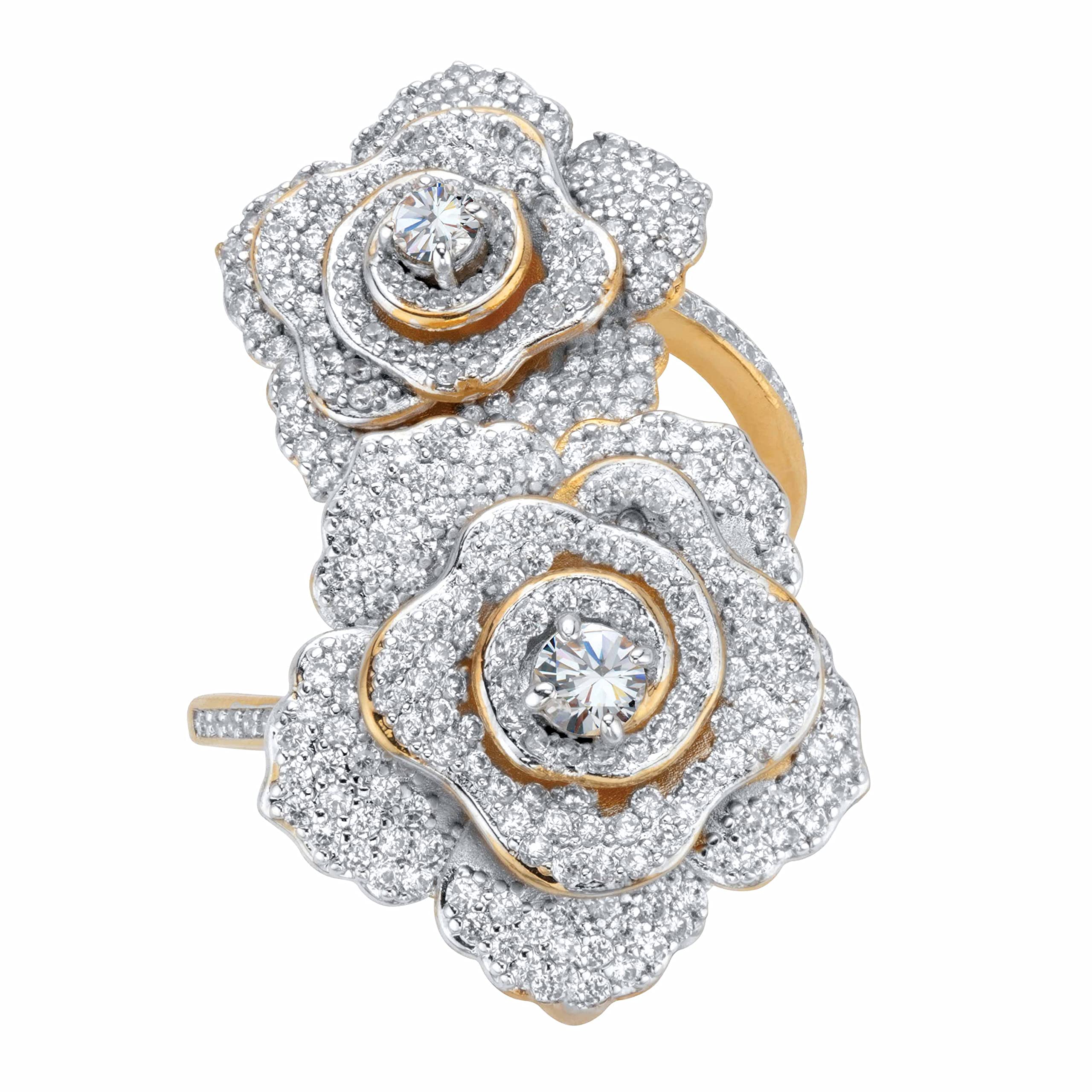 PalmBeach Yellow Gold-Plated Round Cubic Zirconia Rose Wrap Ring Sizes 6-10 Size 9