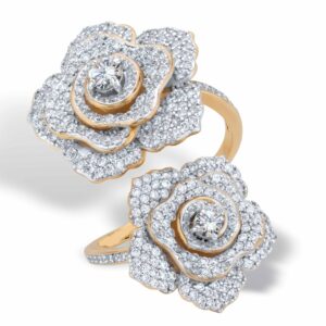 PalmBeach Yellow Gold-Plated Round Cubic Zirconia Rose Wrap Ring Sizes 6-10 Size 9