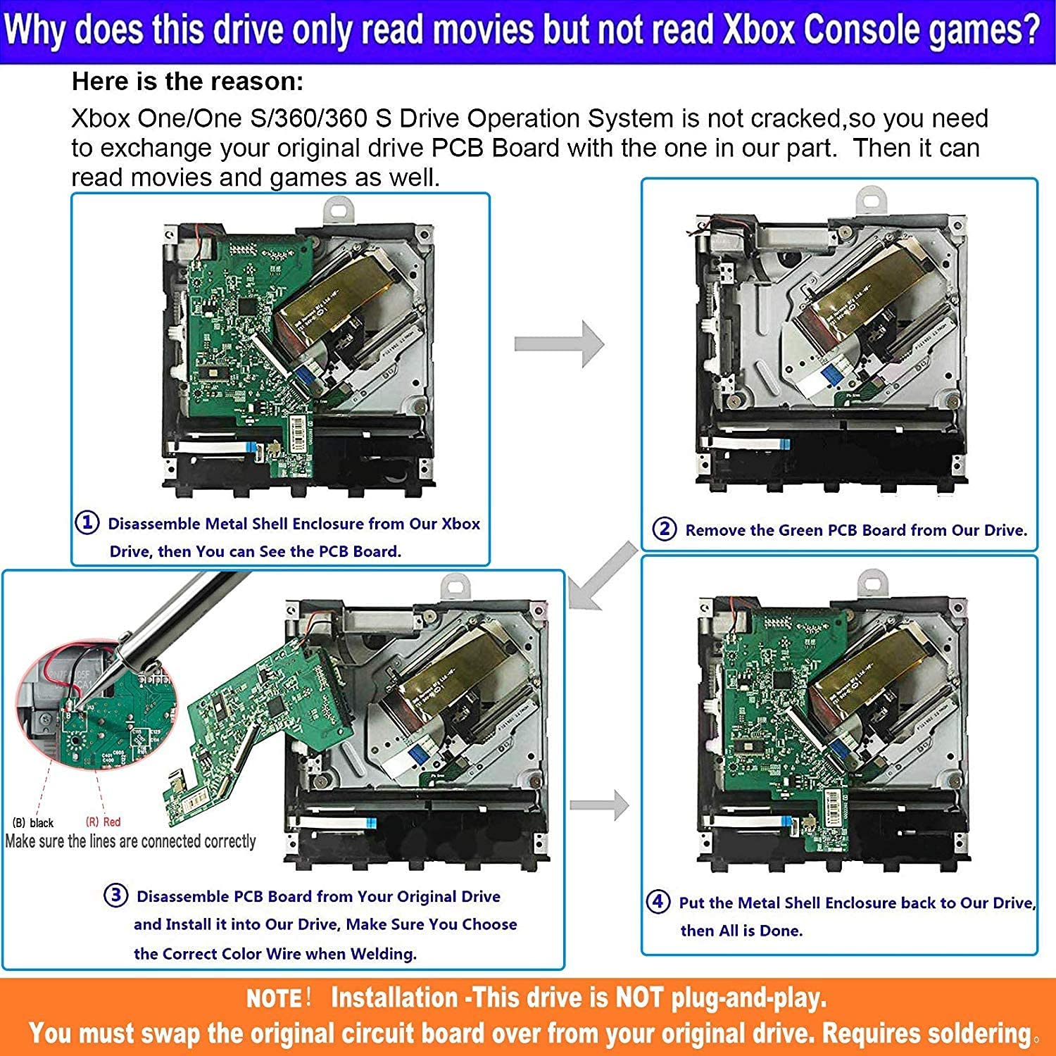 Blu-Ray Disk Drive Replacement Lite-On DG-6M1S-01B DG-6M1S 6M2S B150 Laser for Xbox One Replacement