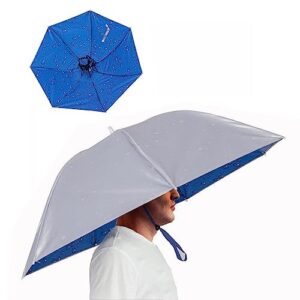 Umbrella Hat for Adult Hands Free Head Umbrella Sun Rain Fishing Gardening Folding Cap for Beach Fishing Golf Hat Umbrella Party Headwear 37.4IN